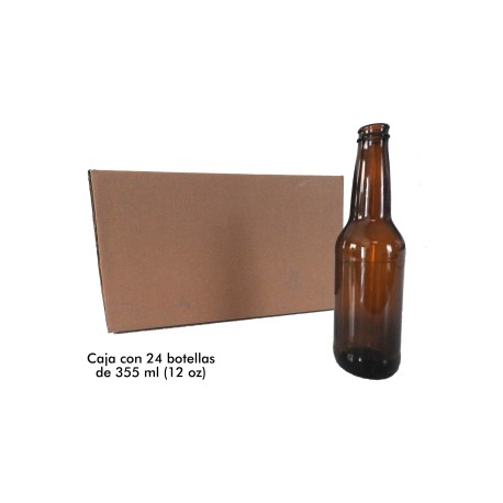 Botellas de Cerveza Long Neck Ambar (Caja de 24)